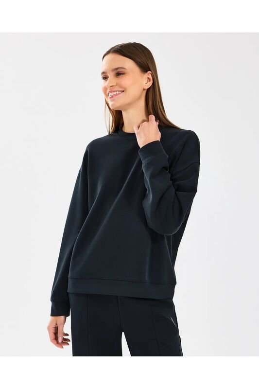 W Lounge Loose Crew Neck Sweatshirt Kadın Siyah Sweatshirt - S2510052