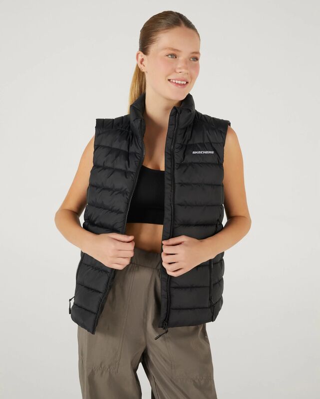Skechers - W Outerwear Padded Vest Kadın Siyah Yelek - SKS242319