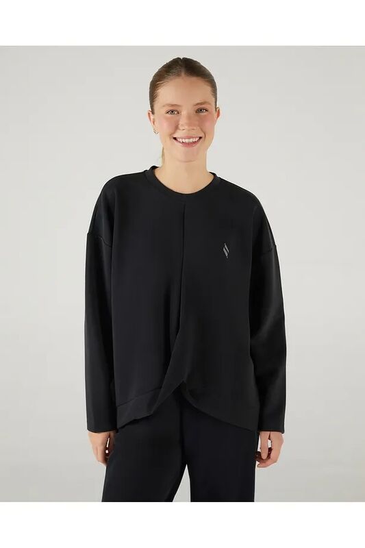 W Soft Touch Crew Neck Sweatshirt Kadın Siyah Sweatshirt - SKS242152