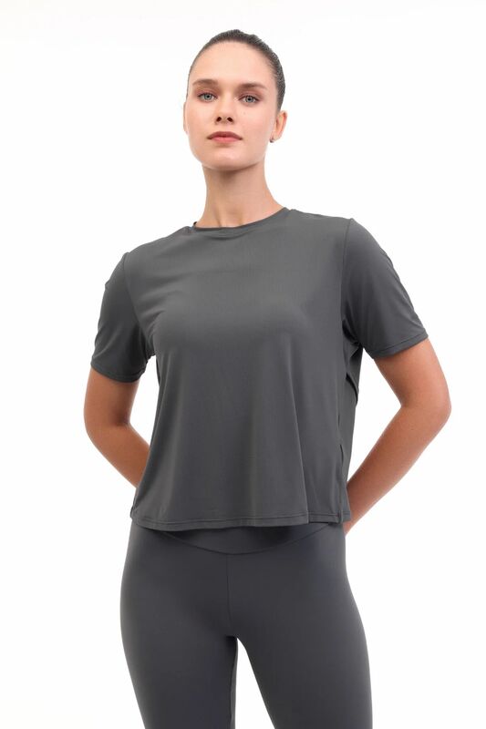 Lumberjack - WL 11UUR24DP3300 YOG 5PR Kadın Koyu Gri T-Shirt - 102032885