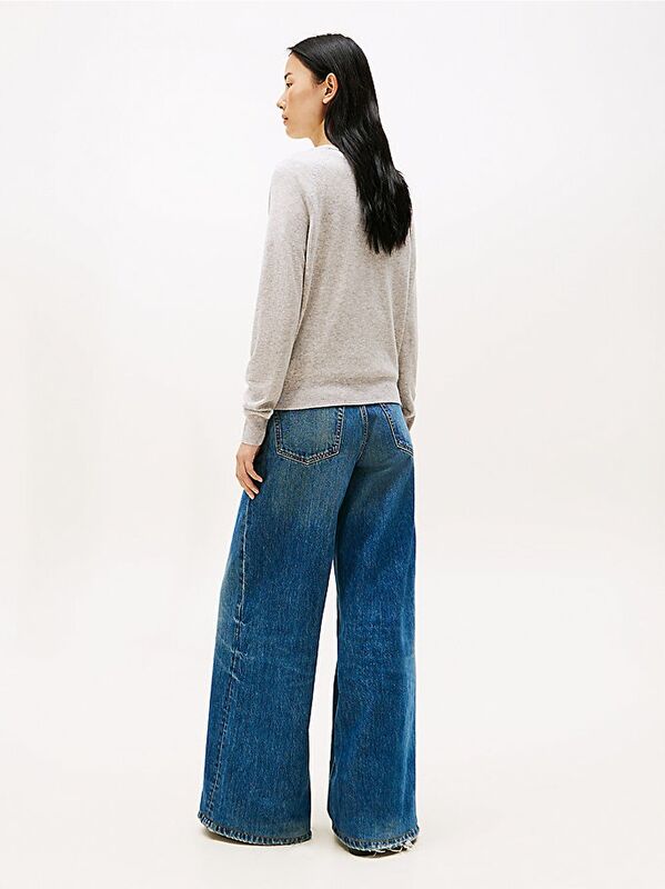 WOOL CASH C-NK LS SWEATER Kadın Gri Kazak - WW0WW47470