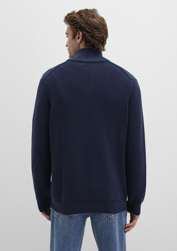 YARIM FERMUARLI KAZAK Erkek Mavi Kazak - M0710268