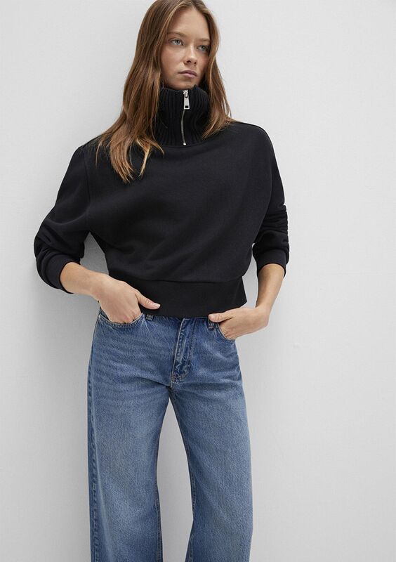 Mavi - YARIM FERMUARLI SWEATSHIRT Kadın Siyah Sweatshirt - M1S10434