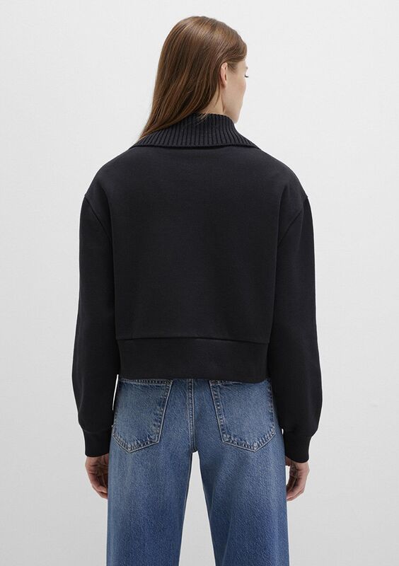 YARIM FERMUARLI SWEATSHIRT Kadın Siyah Sweatshirt - M1S10434