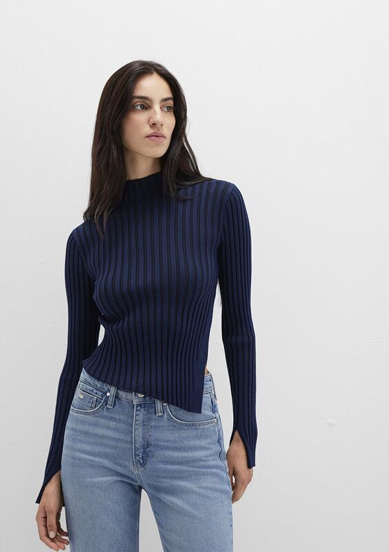 YIRTMAÇ DETAYLI KAZAK Kadın Koyu Mavi Kazak - M1710789