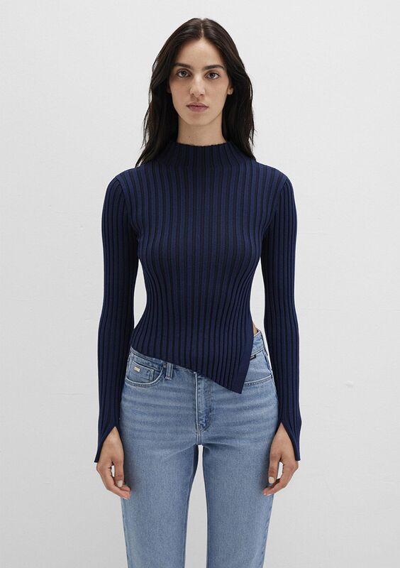 YIRTMAÇ DETAYLI KAZAK Kadın Koyu Mavi Kazak - M1710789