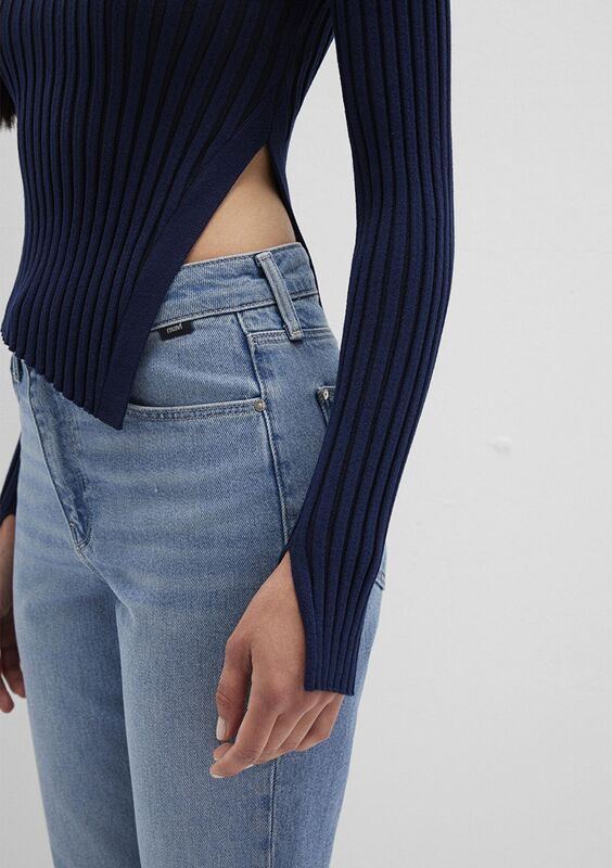 YIRTMAÇ DETAYLI KAZAK Kadın Koyu Mavi Kazak - M1710789