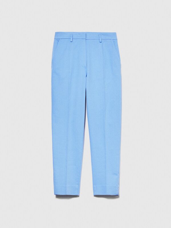 Sisley - Yüksek Bel Dar Paça Pantolon Kadın Mavi Pantolon - 323A45G2LF03M