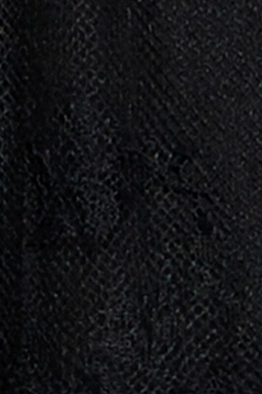 Yüksek Yakalı Uzun Kollu Dantel Elbise Kadın Siyah Elbise - 323A4FBYLV048