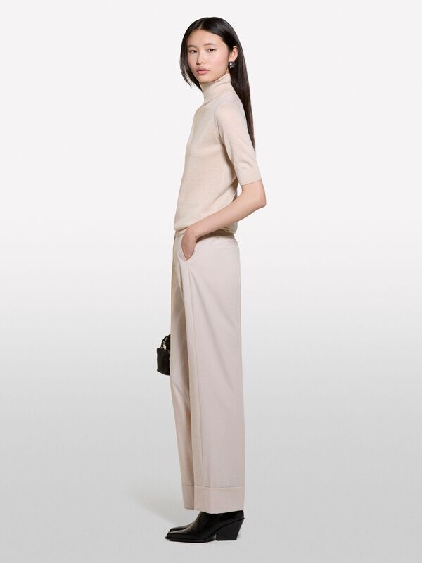 Yün Karışımlı Balıkçı Yaka Truvakar Kol Kazak Kadın Şampanya Kazak - 324A17DLM201Y