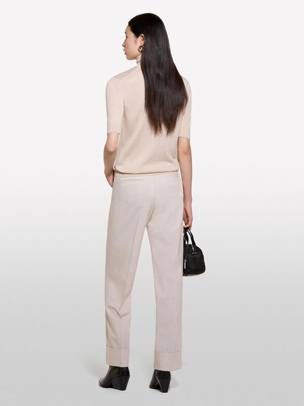 Yün Karışımlı Balıkçı Yaka Truvakar Kol Kazak Kadın Şampanya Kazak - 324A17DLM201Y