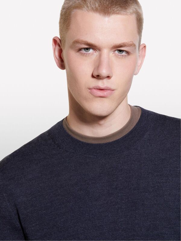 Sisley - Yün Karışımlı Bisiklet Yaka Kazak Erkek 508 Kazak - 324A11BAS100Y