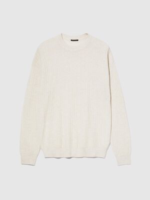 Sisley - Yün Karışımlı Bisiklet Yaka Kazak Erkek Bej Kazak - 323A1041T102A