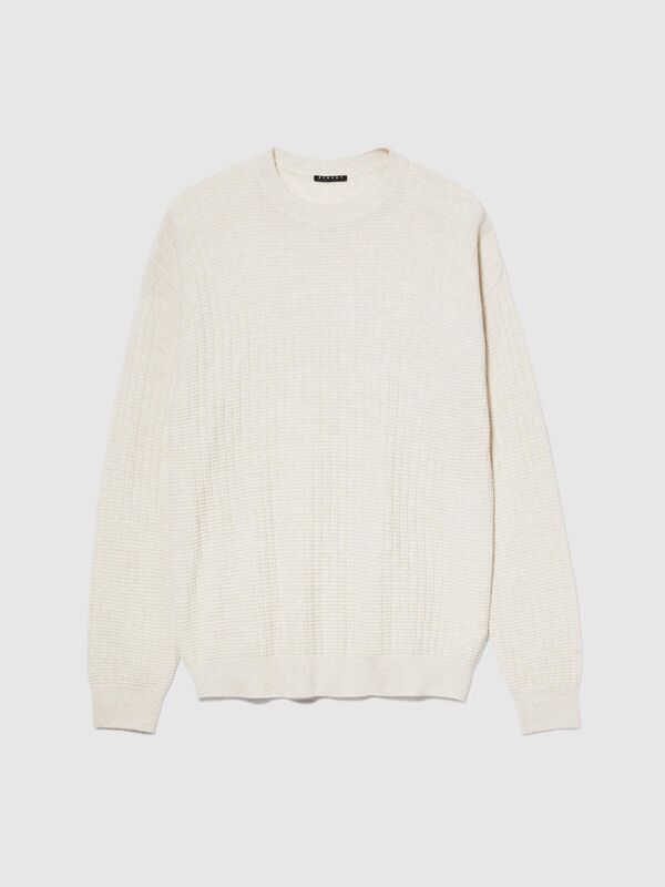 Sisley - Yün Karışımlı Bisiklet Yaka Kazak Erkek Bej Kazak - 323A1041T102A