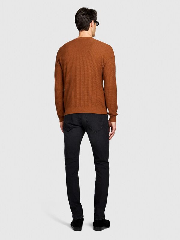 Yün Karışımlı Bisiklet Yaka Kazak Erkek Kahverengi Kazak - 323A1041T102A