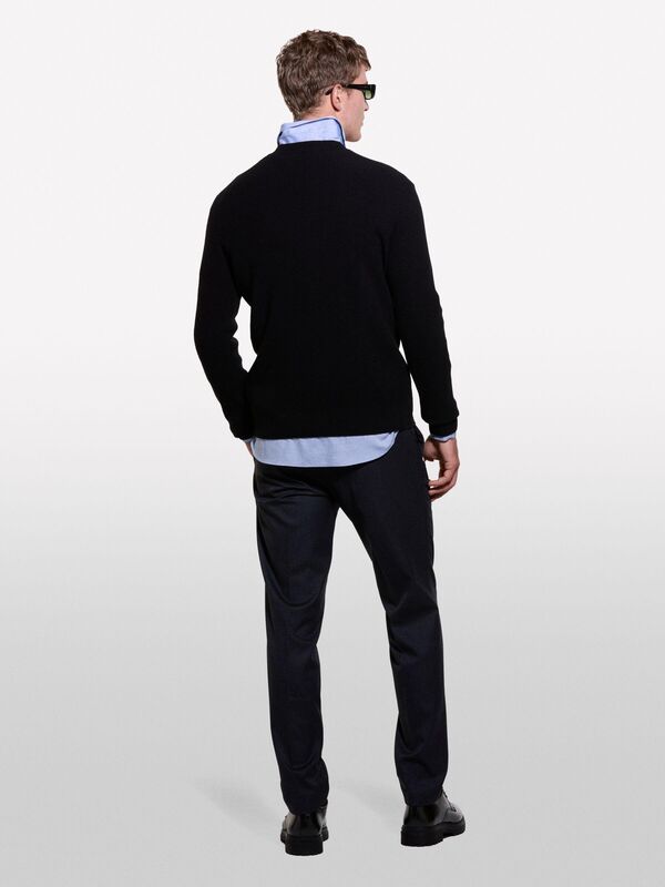 Yün Karışımlı Bisiklet Yaka Kazak Erkek Siyah Kazak - 324A1044S100X