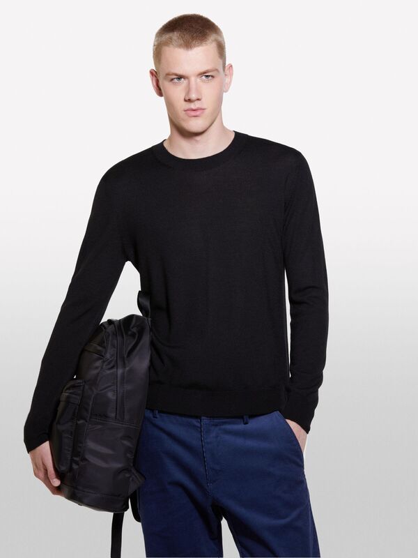 Yün Karışımlı Bisiklet Yaka Kazak Erkek Siyah Kazak - 324A11BAS100Y