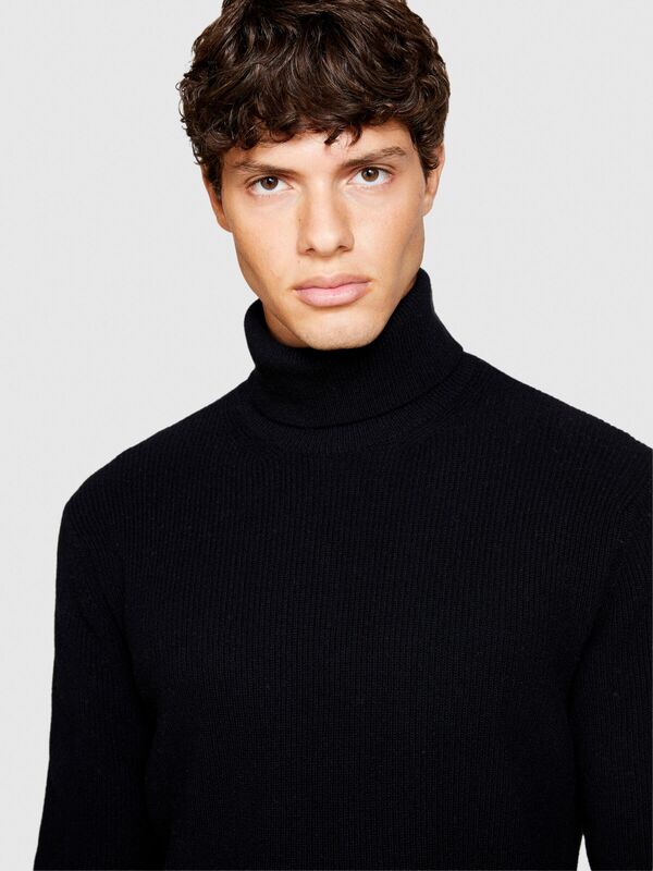 Yün Karışımlı Dik Yaka Kazak Erkek Siyah Kazak - 323A1044S2007