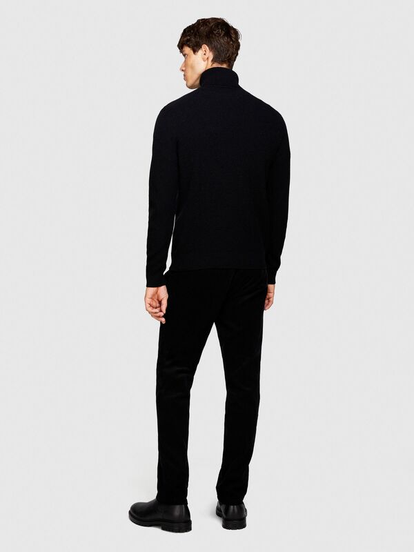 Yün Karışımlı Dik Yaka Kazak Erkek Siyah Kazak - 323A1044S2007