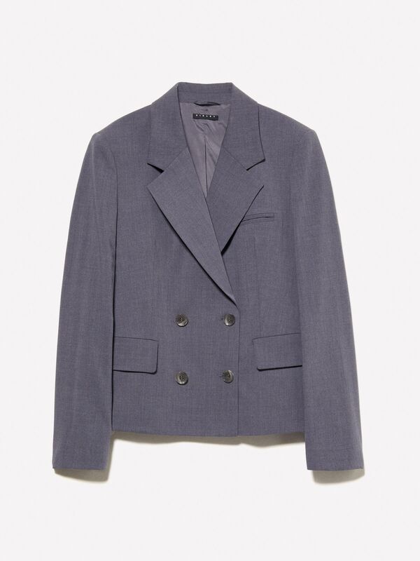 Yün Karışımlı Kapaklı Cepli Kruvaze Ceket Kadın Mavi Ceket - 324A2JYQLW02N Yün Karışımlı Kapaklı Cepli Kruvaze Ceket Kadın Mavi Ceket - 324A2JYQLW02N