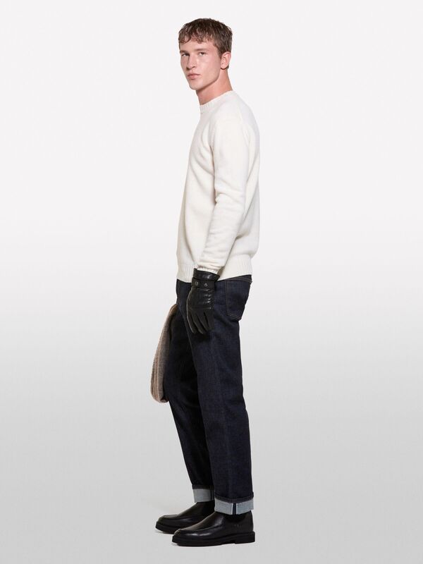 Yün Karışımlı Normal Kesim Bisiklet Yaka Kazak Erkek Krem Kazak - 324A1244S102F