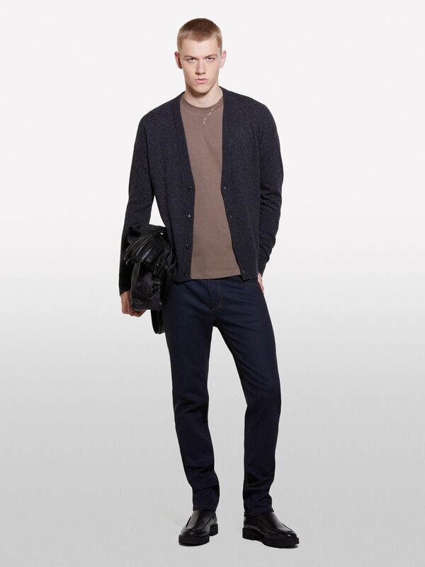 Sisley - Yün Karışımlı Normal Kesim Önü Düğmeli Hırka Erkek 508 Hırka - 324A18AYT600N