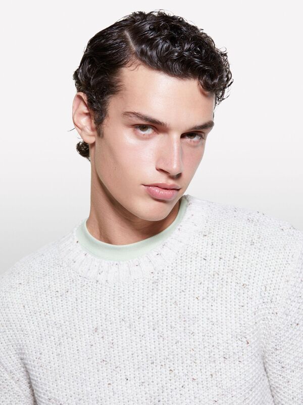 Yün Karışımlı Normal Kesim Ribanalı Bisiklet Yaka Kazak Erkek Siyah Mix Kazak - 324A10FES103Z