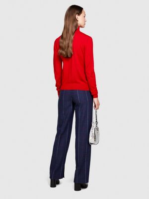 Sisley - Yün Karışımlı Regular Fit Dik Yaka Kazak Kadın Kırmızı Kazak - 323A11BAM201C