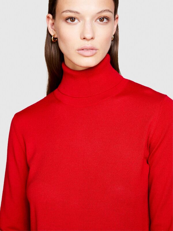 Yün Karışımlı Regular Fit Dik Yaka Kazak Kadın Kırmızı Kazak - 323A11BAM201C