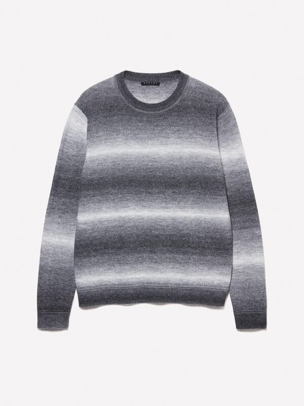 Yün Karışımlı Renk Geçişli Bisiklet Yaka Kazak Erkek Mavi Kazak - 324A1QRPS1045