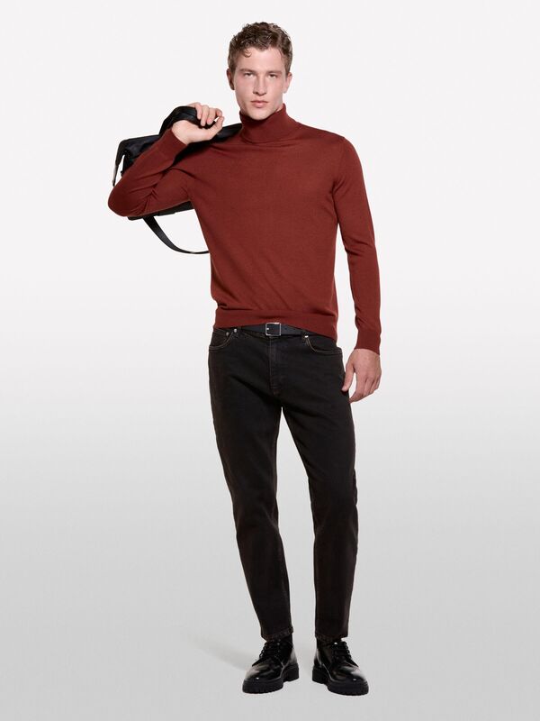 Sisley - Yün Karışımlı Slim Fit Kazak Erkek 1M6 Kazak - 324A11BAS200A