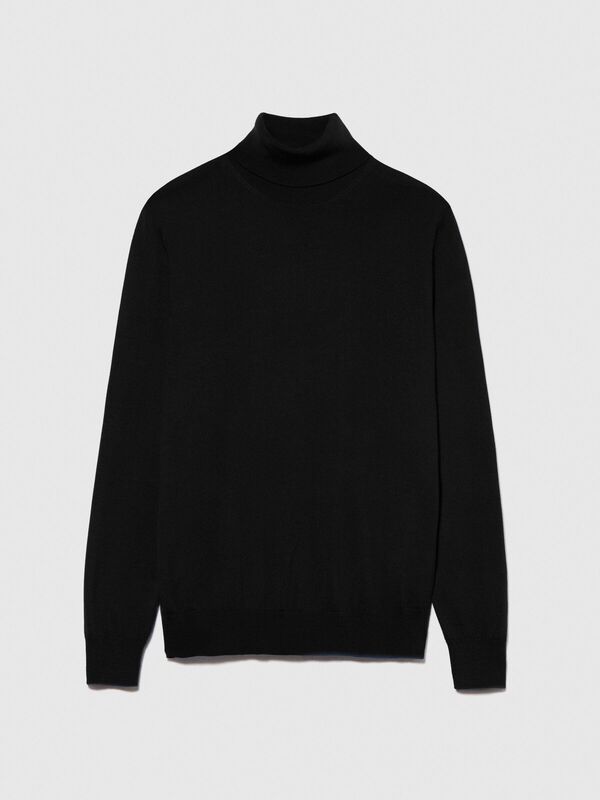 Yün Karışımlı Slim Fit Kazak Erkek Siyah Kazak - 323A11BAS200A