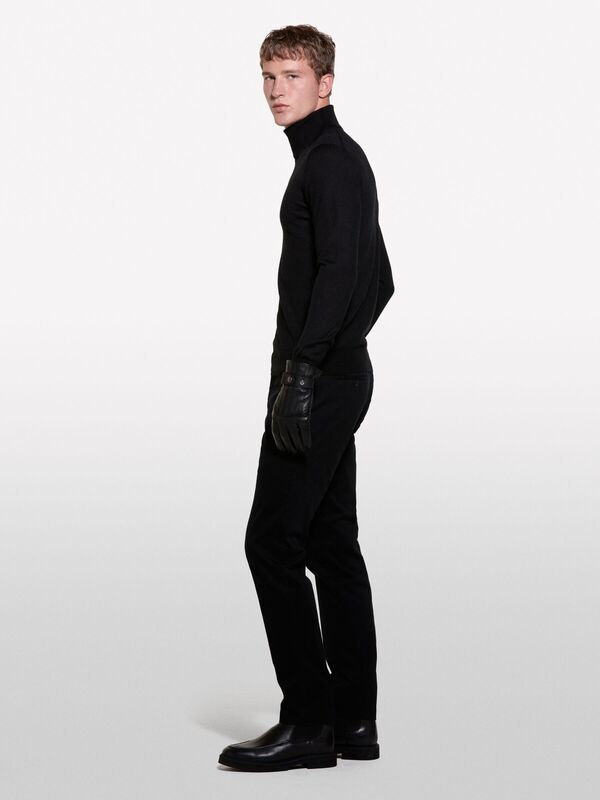 Yün Karışımlı Slim Fit Kazak Erkek Siyah Kazak - 324A11BAS200A