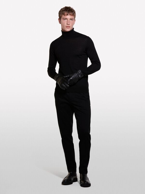 Sisley - Yün Karışımlı Slim Fit Kazak Erkek Siyah Kazak - 324A11BAS200A