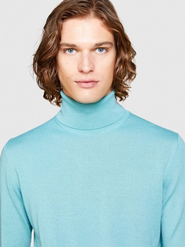 Yün Karışımlı Slim Fit Kazak Erkek Yeşil Kazak - 323A11BAS200A