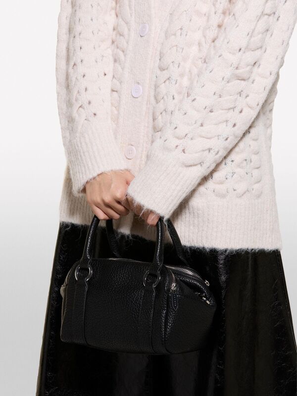 Yün Karışımlı Üç Düğmeli Geniş V Yaka Hırka Kadın Bej Hırka - 324A145YM6027