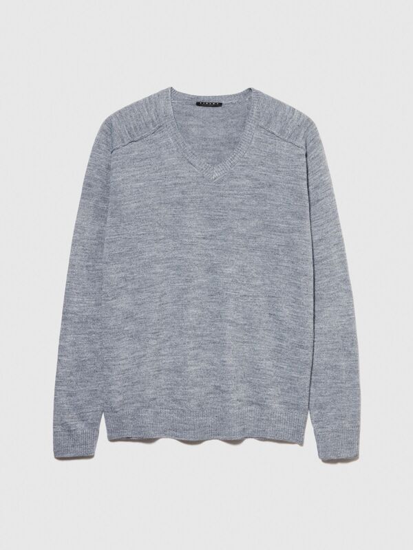 Yün Karışımlı V Yaka Kazak Erkek Siyah Kazak - 323A107GS102O