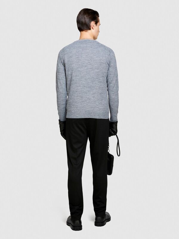 Yün Karışımlı V Yaka Kazak Erkek Siyah Kazak - 323A107GS102O