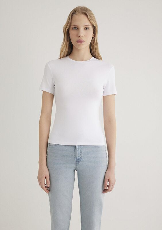 YUVARLAK YAKA BASIC TİŞÖRT Kadın Basic T-Shirt - M1600963 Beyaz