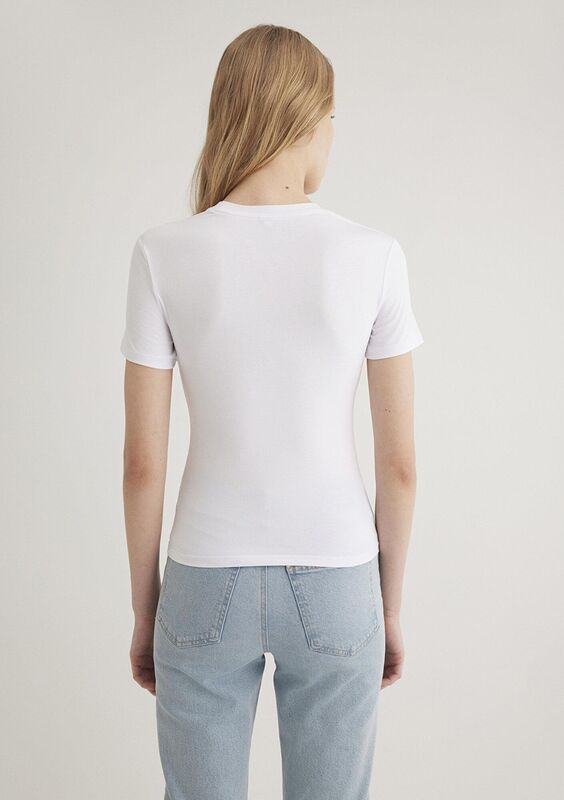 YUVARLAK YAKA BASIC TİŞÖRT Kadın Basic T-Shirt - M1600963 Beyaz