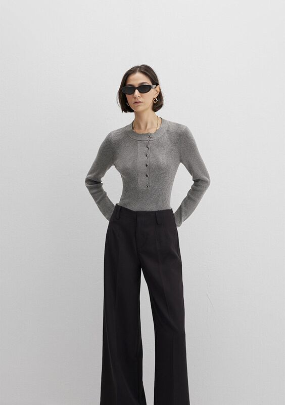 YUVARLAK YAKA KAZAK Kadın Gri Kazak - M1710830