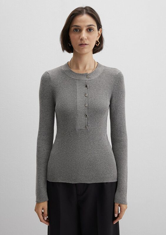 YUVARLAK YAKA KAZAK Kadın Gri Kazak - M1710830